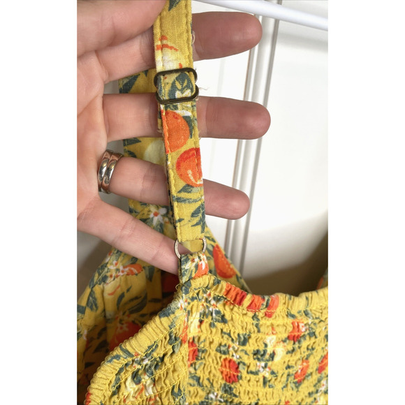 Wild Fable Women's Boho Citrus Sleeveless Romper Sz L Retro Pinup Flowy Smocking - Picture 10 of 13